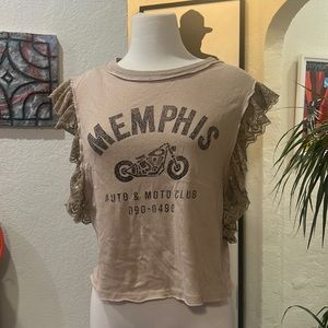 NWT Free People Memphis Lace Flutter Tee